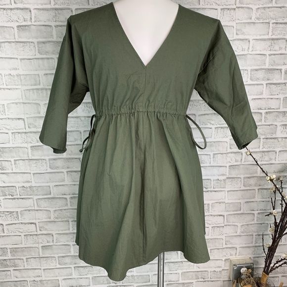 ASOS Women’s Olive Drawstring Wrap Dress NWT 10 - Picture 2 of 8